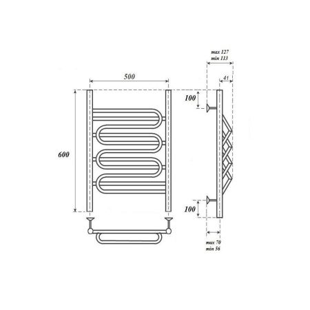 Полотенцесушитель водяной Point PN01156S П5 500x600, хром