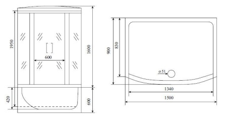Душевая кабина Timo Lux T-7750 NEW 150x88x220