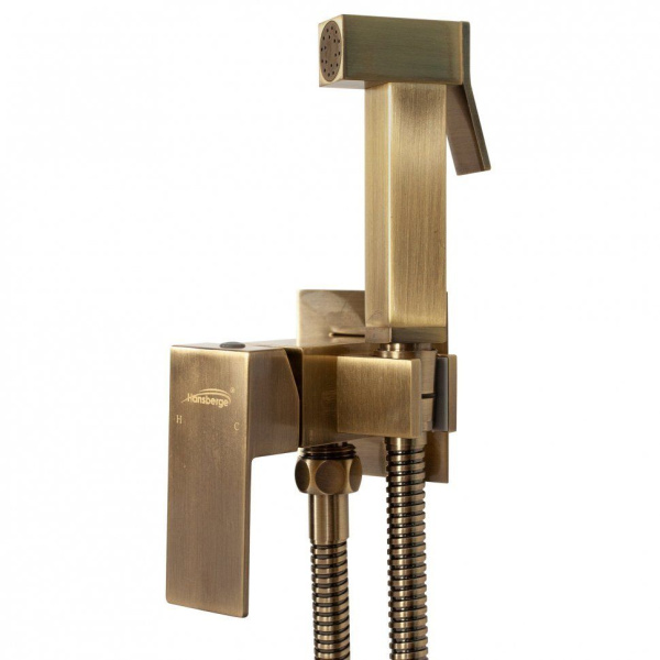 Смеситель встраиваемый с гигиеническим душем Hansberge H3077 Бронза