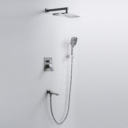 Душевая система встраиваемая Shevanik S4035T, оружейная сталь