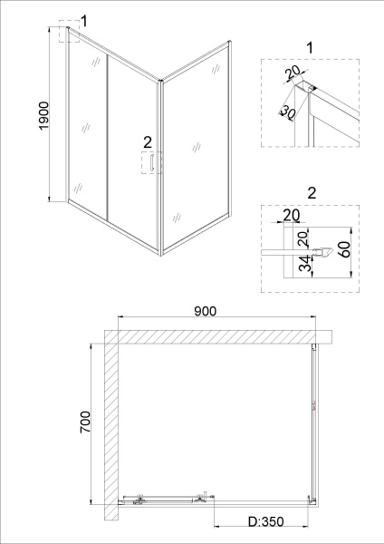 Дверь в нишу Niagara Nova NG-42-9AG 90х190