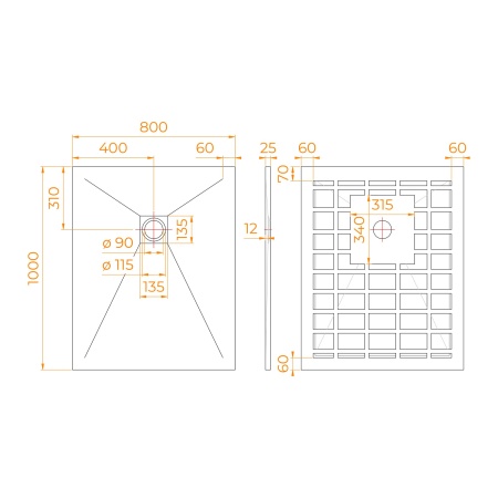 Душевой поддон прямоугольный STONE TRAY-W, 800x1200