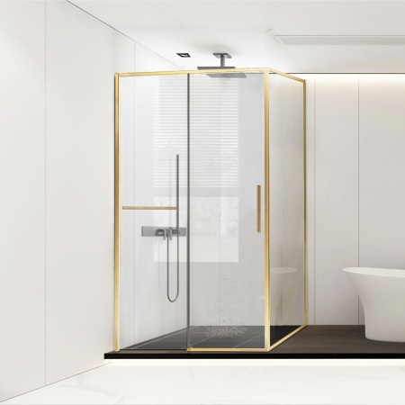 Душевой уголок Слим Софт (Slim Soft) VSR-1SS8011CLG, 1100*800, брашированное золото, стекло прозрачное