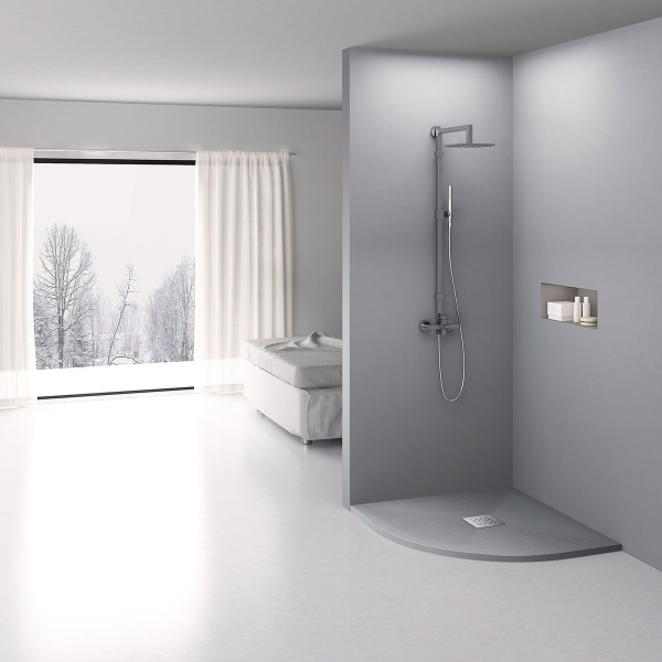 Поддон для душа из искусственного камня Vincea VST-4SQ9090G, 900*900*25, серый