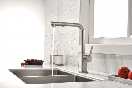 Смеситель для кухни NEO, брашированная сталь, Ne214419-BS, Paulmark