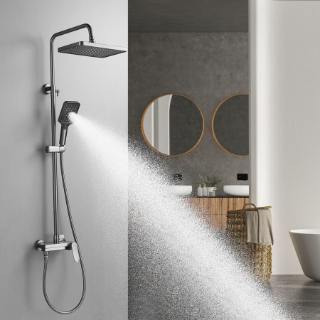 Душевая система Shevanik S4536T, оружейная сталь