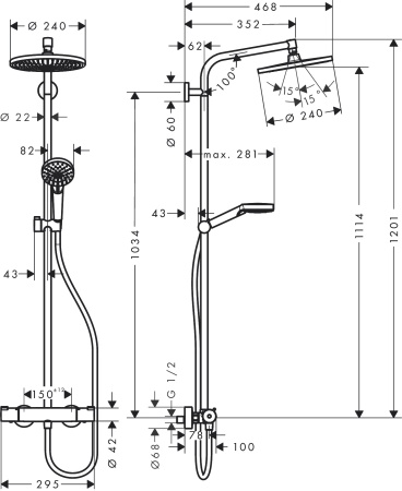 Hansgrohe Crometta S 240 1jet душевая cистема хром 27267000