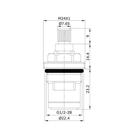 Кран-букса керамическая, 180°, 20 зубцов, G 1/2", M24, h=46 мм, IDDIS 998CR461SM