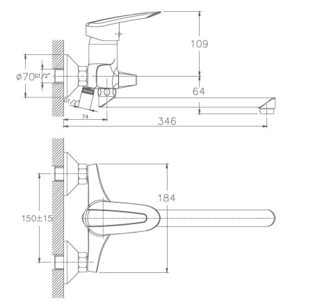 Смеситель для ванны Haiba HB2207