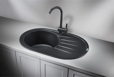 Мойка для кухни Granula Standart 7601 черный, 76х50 см, овальная