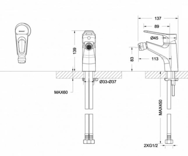 Смеситель для биде Bravat ECO-D F393158C