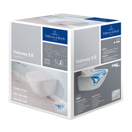 Унитаз Villeroy & Boch Subway 3.0, подвесной с сиденьем, 4670TS01