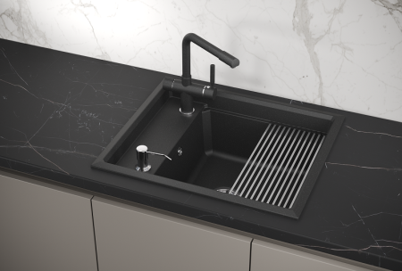 Мойка для кухни Granula Kitchen Space 6004 черный, 60х51 см, прямоугольная