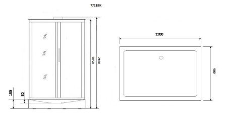 Душевая кабина Niagara Luxe NG-7711GBK 90x120х210, низкий поддон, стенки золото, без крыши