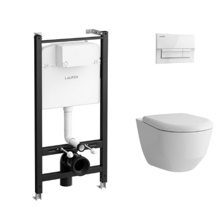 Laufen Pro Унитаз подвесной, безободковый смыв Rimless, с инсталляционной системой, сиденье с крышкой SC, панель смыва цвет: белый Z.RU93.0.771.6