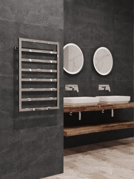 Полотенцесушитель водяной Stinox Bergamo 500x800, нижнее подключение, хром, 1/2" ВР (внутренняя резьба), 6 перекладин