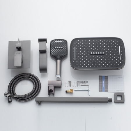 Душевая система встраиваемая Shevanik S4035T, оружейная сталь