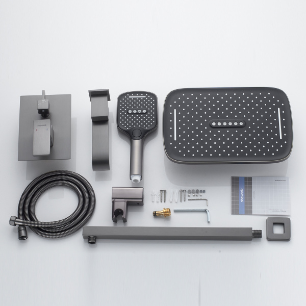 Душевая система встраиваемая Shevanik S4035T, оружейная сталь