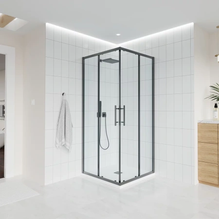 Душевой угол Veconi Evo 300 GR, 1000х1000x1950, графит брашинг, прозрачное стекло