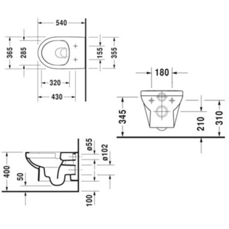 Duravit DuraStyle Комплект: подвесной унитаз Basic Rimless 256209 36.5х54см.+ сиденье с SoftClose 002079 45620900A1 (256209+002079)