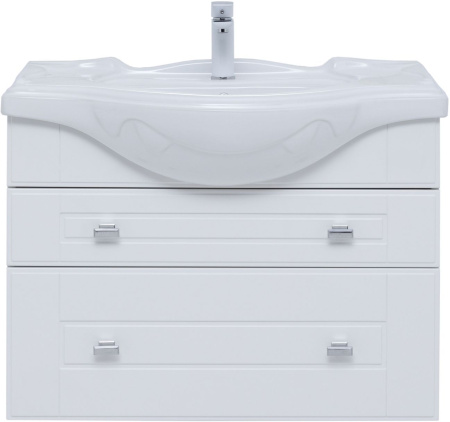Тумба под раковину Aquanet Рондо 85 белый глянец