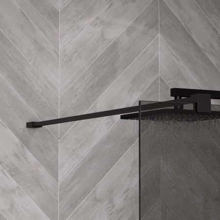 Душевая перегородка ограждение Reflexion RX20090TBL-16 Walk in 200x90см тонированное закаленное стекло 8мм черный профиль