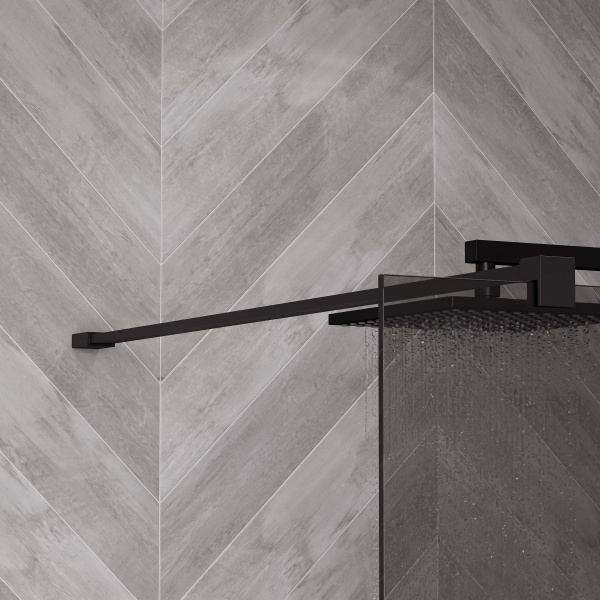 Душевая перегородка ограждение Reflexion RX20090TBL-16 Walk in 200x90см тонированное закаленное стекло 8мм черный профиль