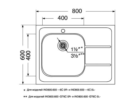 Кухонная мойка UKINOX Иннова IND800.600 -GT6C 0L-, 60*80