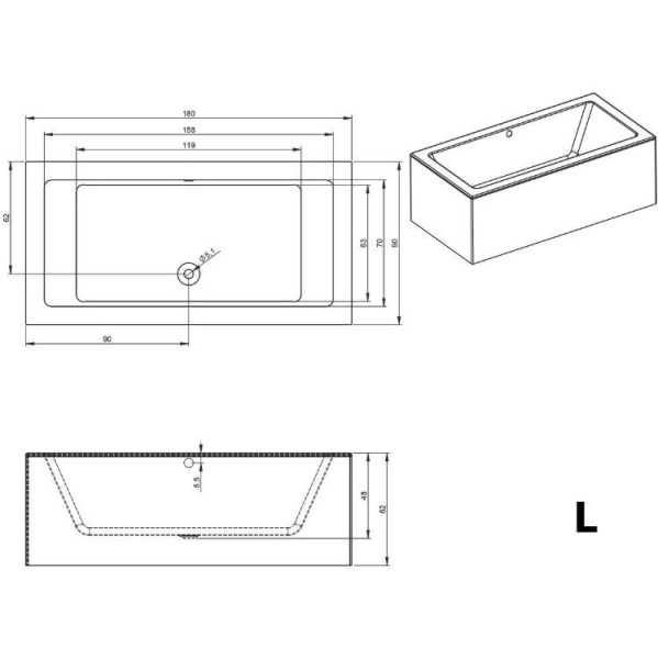 Акриловая ванна Riho Lugo 180x90 L Plug&Play BD6600500000000