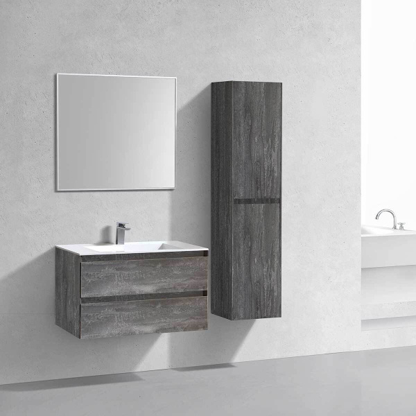 Тумба Vincea Luka 800 подвесная, 2 выкатных ящика soft-close, G.Stone с умывальником VCB-13800W из искусственного камня, цвет белый