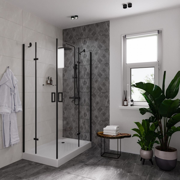 Душевое ограждение Niagara Nova NG-6818-08 BLACK 120x90x190 прямоугольник, двери распашные