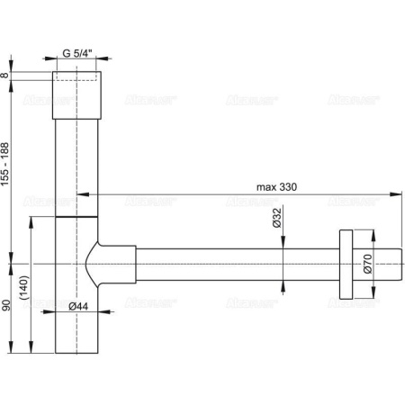 Сифон для умывальника Alcaplast Ø32 DESIGN, A402