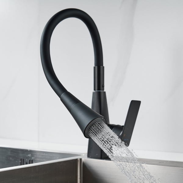Смеситель для кухни с гибким изливом Shevanik S543H-3, черный