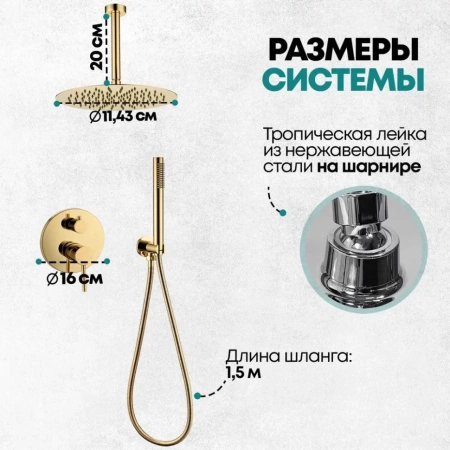 Душевая система скрытого монтажа Grocenberg GB5099GO-4 Золото глянец