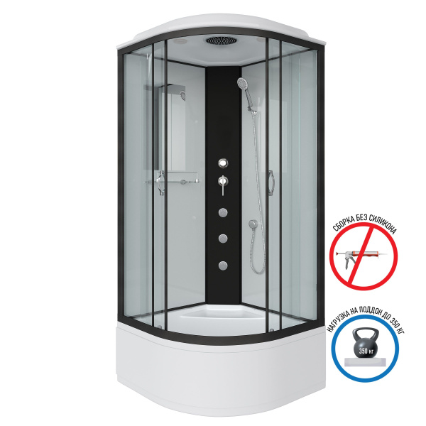 Душевая кабина Niagara Classic NG-6708-14G 90х90х215, высокий поддон 40 см, стекло прозрачное, черные профиля