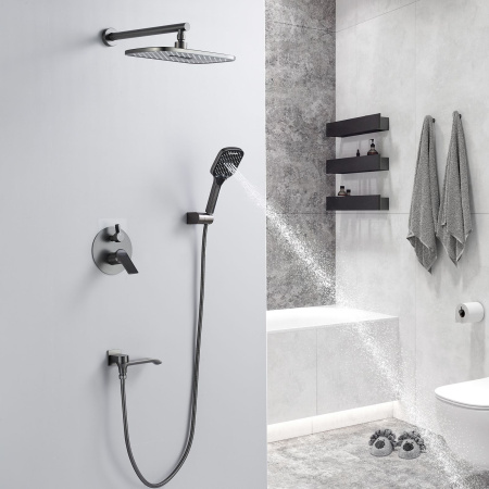 Душевая система встраиваемая Shevanik S4135T, оружейная сталь