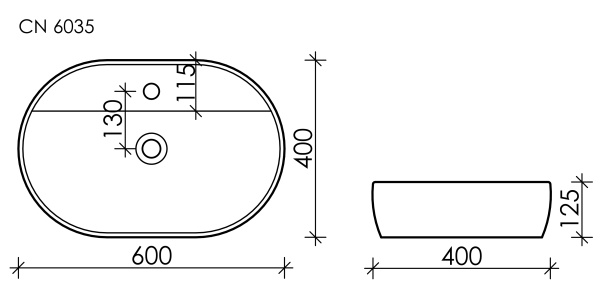 Умывальник Ceramicanova чаша накладная прямоугольная Element 550x450x110мм