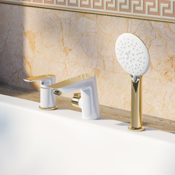 Смеситель на борт ванны IDDIS Cloud на 3 отверстия с керамическим дивертором CLOWG30i07