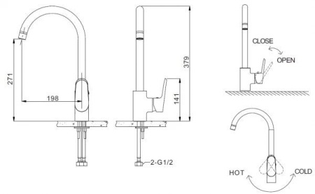 Смеситель для кухни Bravat Pure F7105161C
