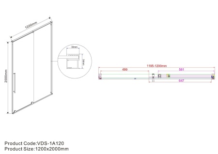 Душевая дверь Vincea Arno VPS-1A120CGB, 1200, черный, стекло тонированное
