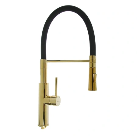 Смеситель для кухни Accoona А4890WF-1 гибкий излив с держателем, черный/золото