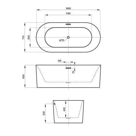 Акриловая ванна в наборе 3 в 1: отдельностоящая ванна, ножки, экран Wellsee Chalice Perfection 230605000