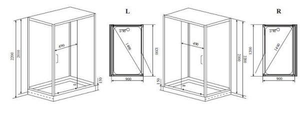 Душевая кабина Timo Premium PURO Н-510 R 90x120x220