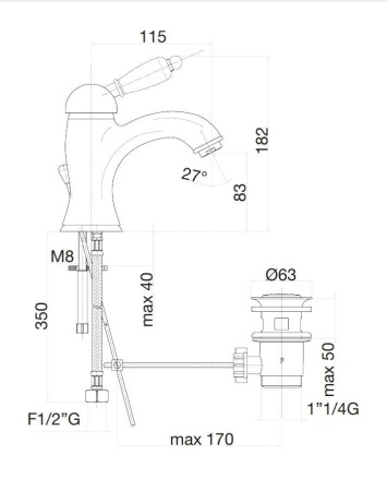 Смеситель для раковины Fiore Imperiale 83OO5221, золото