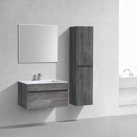Тумба Vincea Chiara 800 подвесная, 1 выкатной ящик soft-close, G.Stone с умывальником VCB-13800W из искусственного камня, цвет белый