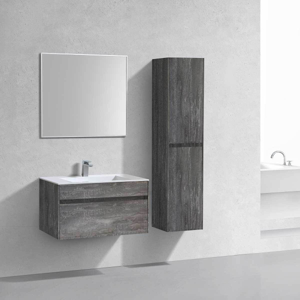 Тумба Vincea Chiara 800 подвесная, 1 выкатной ящик soft-close, G.Stone с умывальником VCB-13800W из искусственного камня, цвет белый