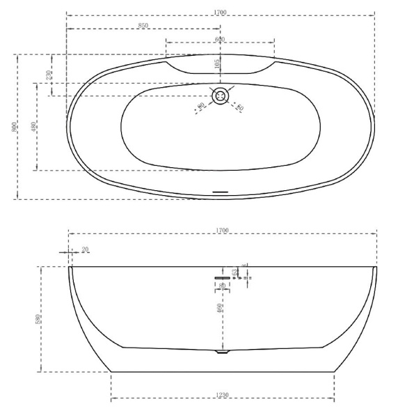 Акриловая ванна ABBER AB9323 белая