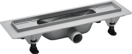Пластиковый сливной канал PlastBrno Design 5 SZE5391 с решеткой и рамкой из нержавеющей стали 5, L=390 мм, сухой затвор
