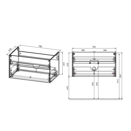 Тумба Vincea Chiara 800 подвесная, 1 выкатной ящик soft-close, R.Oak с умывальником VCB-13800G из кварца, цвет серый
