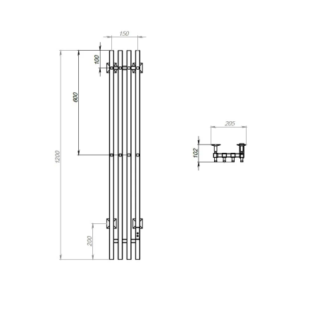 Полотенцесушитель электрический с/т Comfysan Альто-К (Alto-K) EC-4 120/18, белый ЭК